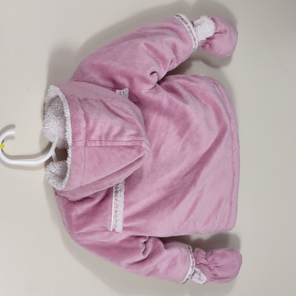 Protection System floral pink and white Lightweight sweater jacket with mittens - Picture 2 of 15